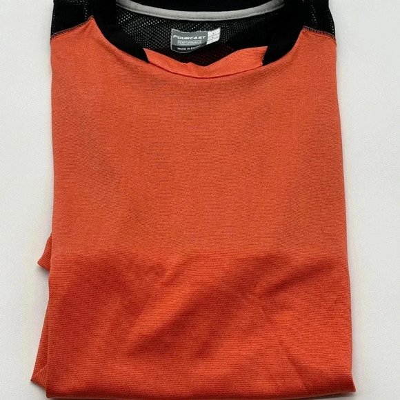 Fourcast Performance Shirt Mens L Black And Orange Activewear Workout Mesh - Picture 10 of 10